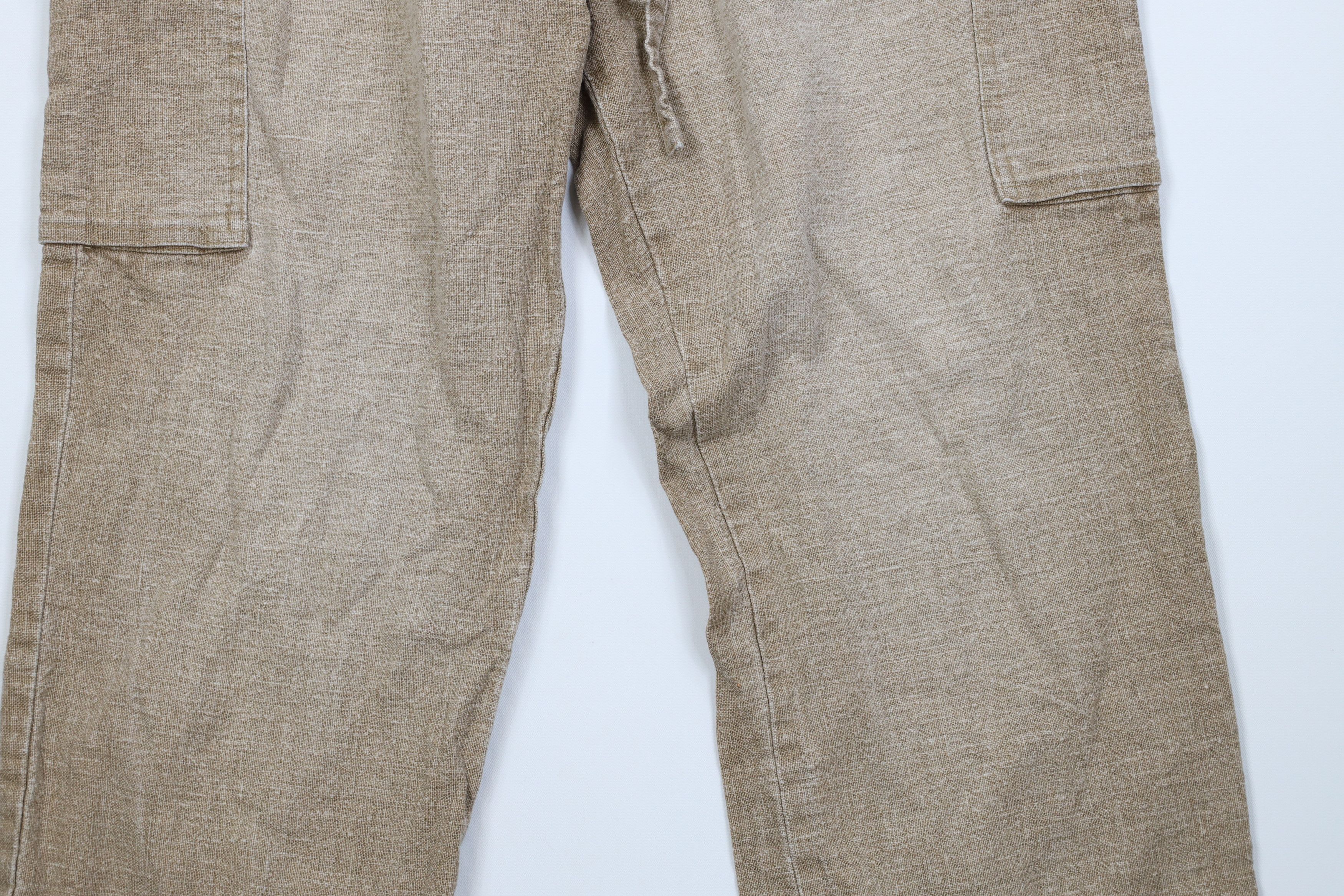 Vintage Vintage 90s Y2K Streetwear Linen Wide Leg Cargo Pants Beige Size US 31 - 4 Thumbnail
