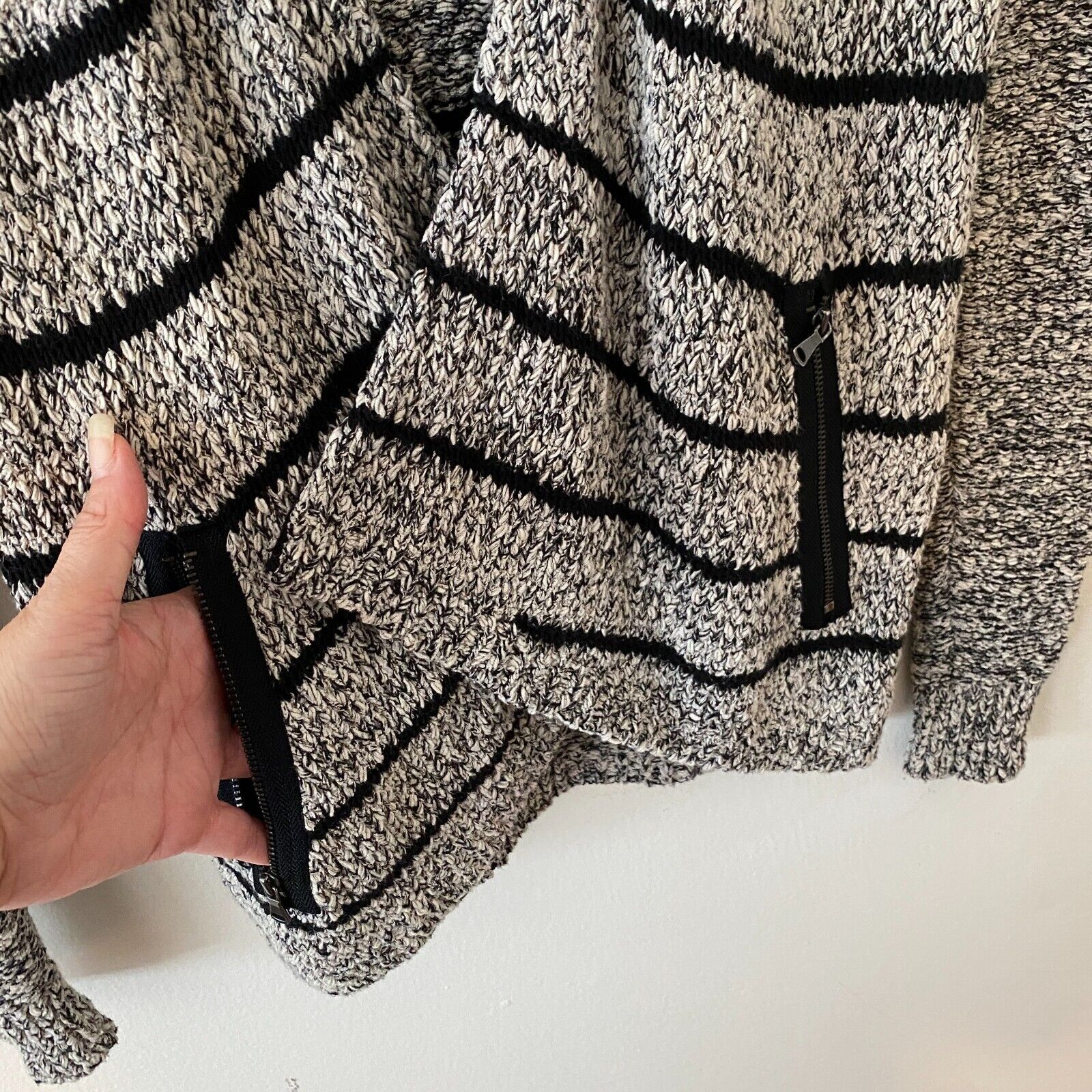 Lou & Grey Lou & Grey Chunky Black Gray Off White Stripe Cardigan XS Size XS / US 0-2 / IT 36-38 - 10 Thumbnail