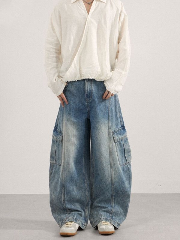Vintage American high street retro wide-leg curved jeans for men Size US 32 / EU 48 - 1 Thumbnail