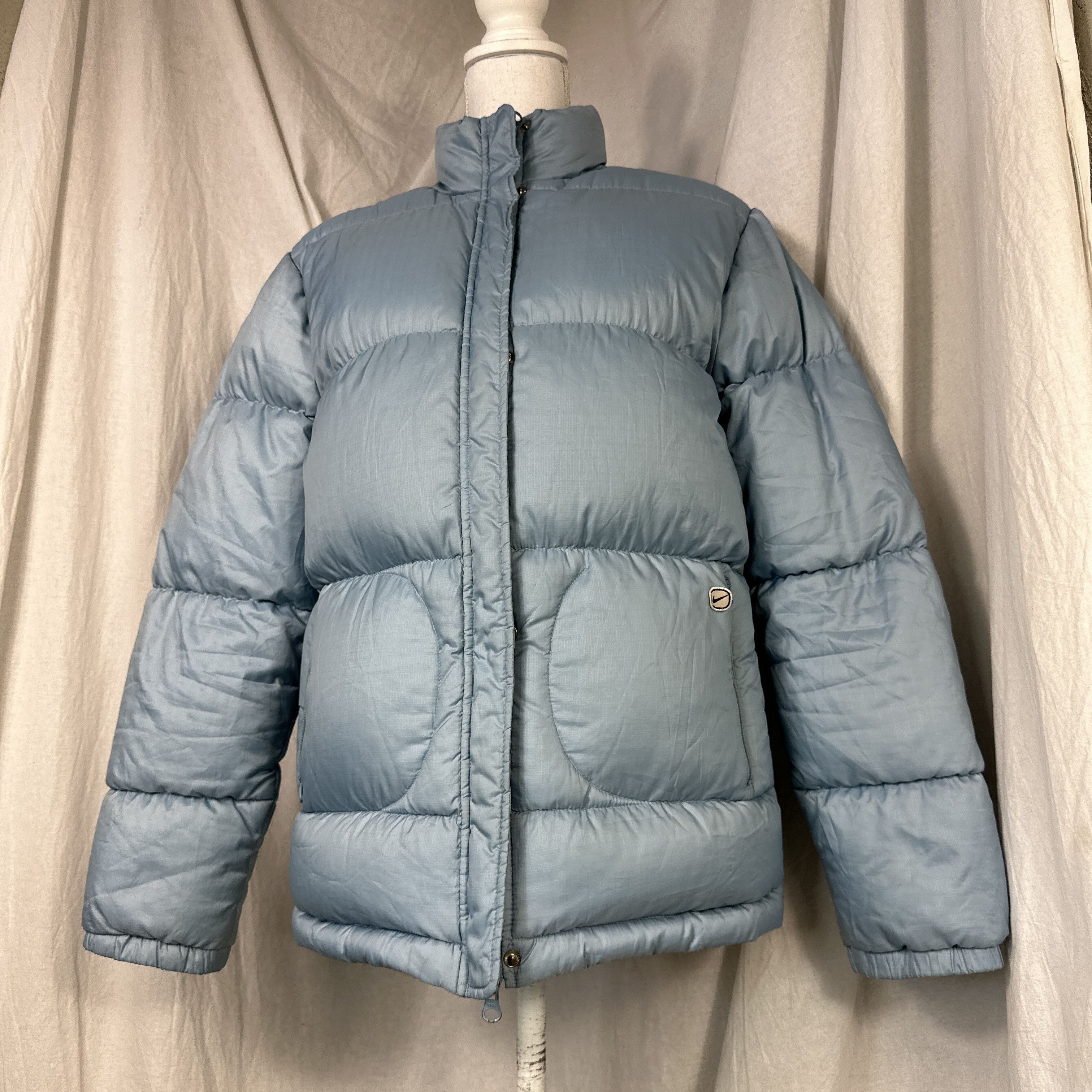 Nike × Vintage Swoosh Puffer Down Jacket Baby Blue Size US S / EU 44-46 / 1 - 7 Thumbnail