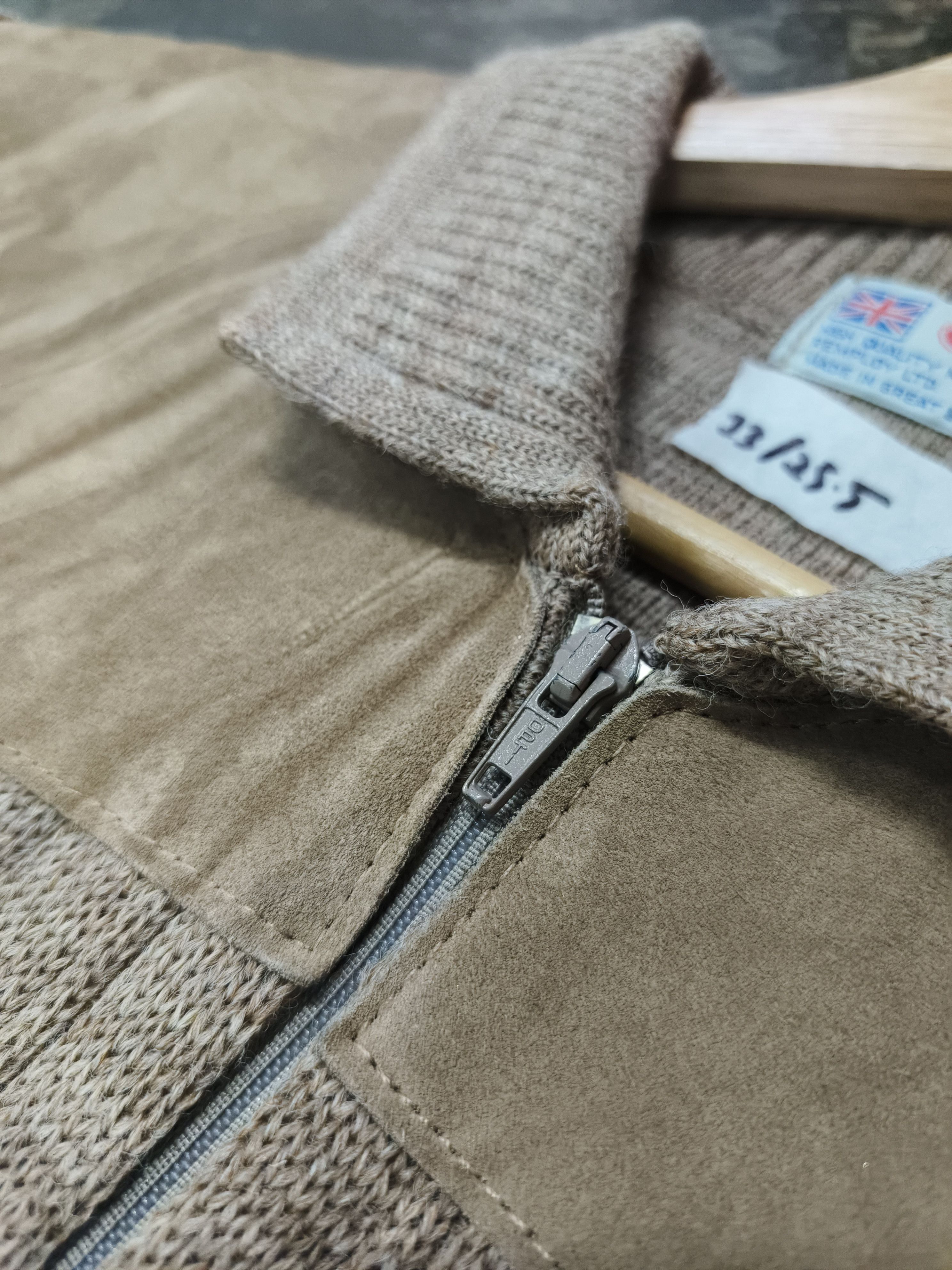 Other UK 90S UK MADE REMPLOY SUEDE WOOL ZIP KNIT JACKET Size US L / EU 52-54 / 3 - 4 Thumbnail