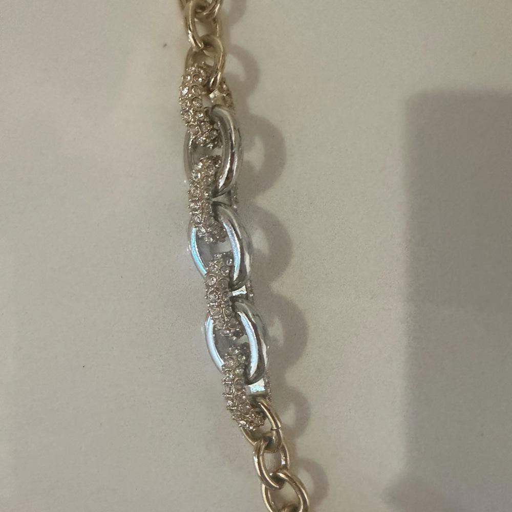Ann Taylor Ann Taylor Chunky Gold Chain Necklace Crystal Embellished Size ONE SIZE - 6 Thumbnail