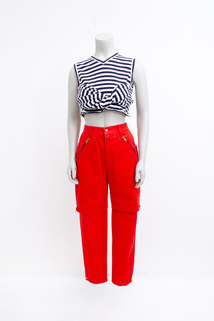 Kansai Yamamoto Kansai Yamamoto vintage red denim pants cargo Size US 34 / EU 50 - 1 Thumbnail