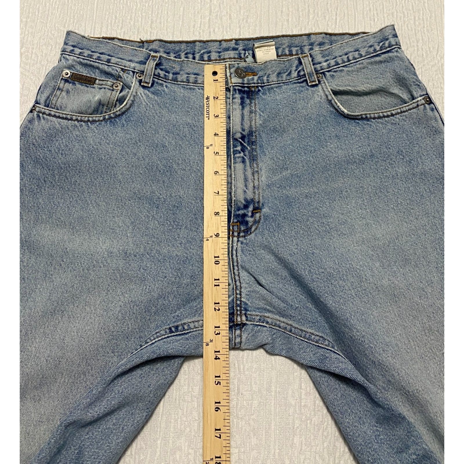 Calvin Klein VINTAGE Calvin Klein Jeans Mens 5-Pocket Denim 38x30 Stone Wash Blue 80s 90s USA Relaxed Wide-Leg Shirt? Size US 37 - 6 Thumbnail