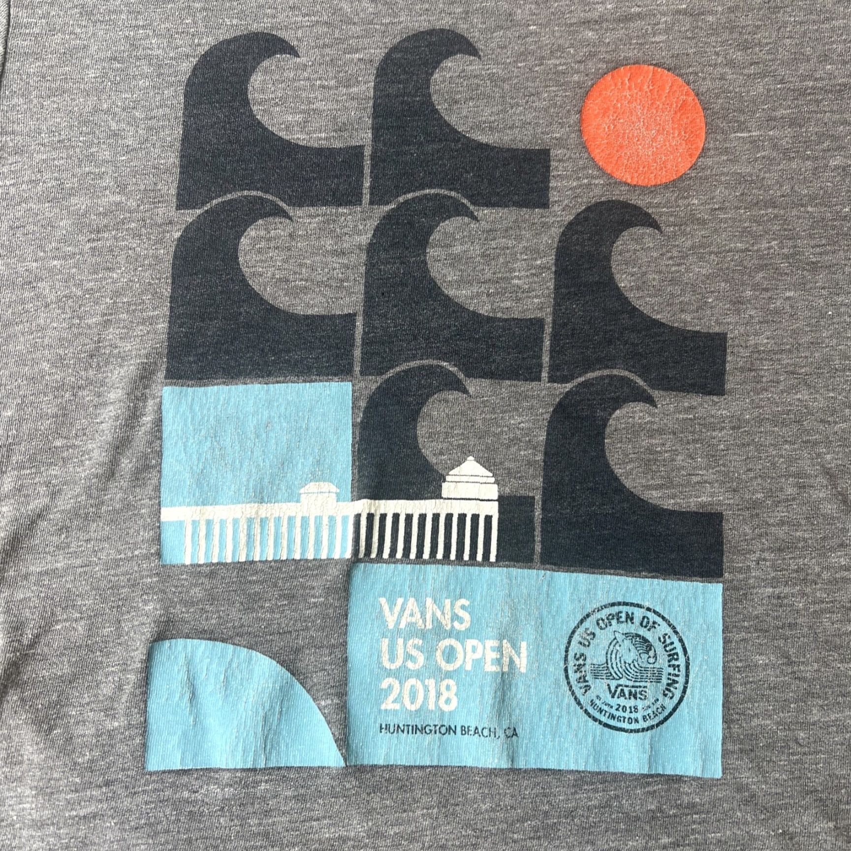 Vans VANS Shirt Unisex Adults L Gray Graphic Print 2018 WSL US Open of Surfing Huntington Beach Contest Size US L / EU 52-54 / 3 - 2 Thumbnail