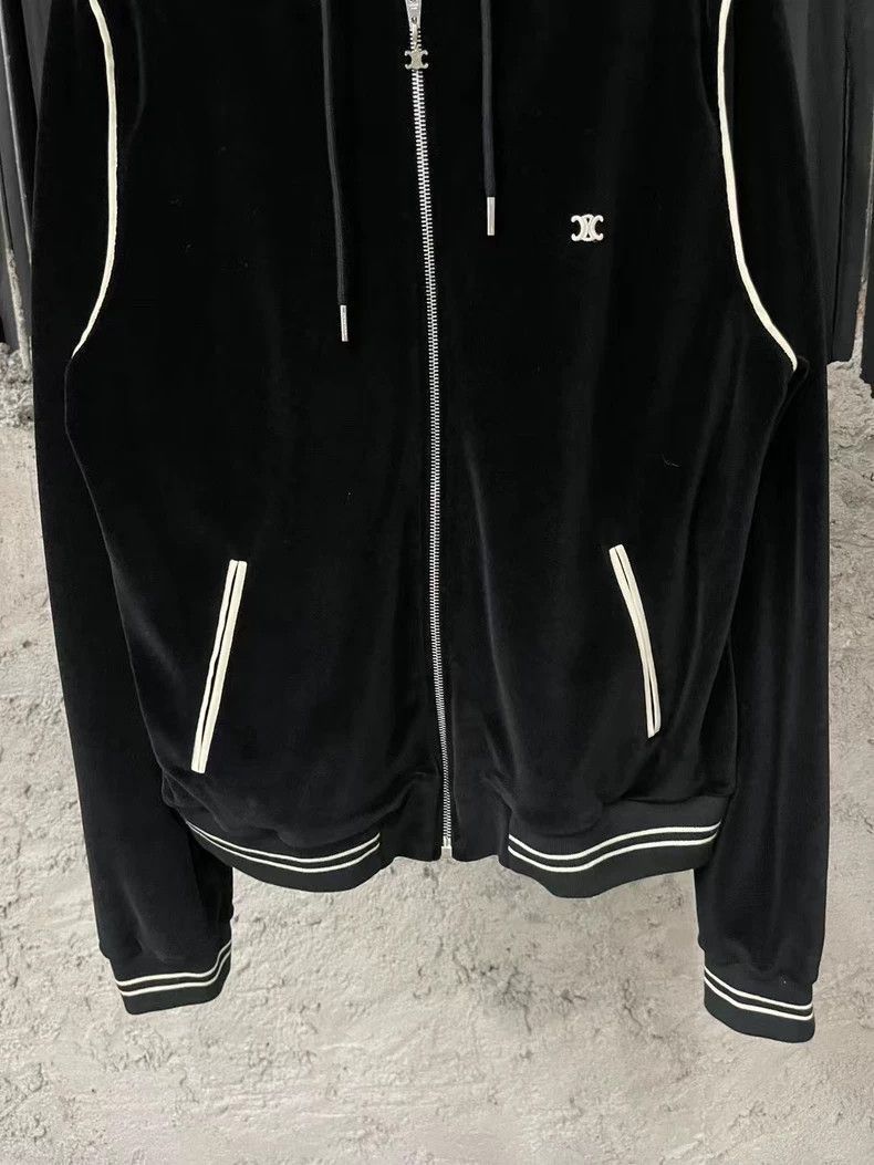Celine Celine Black Velvet Hoodie with Zipper Size US L / EU 52-54 / 3 - 4 Thumbnail