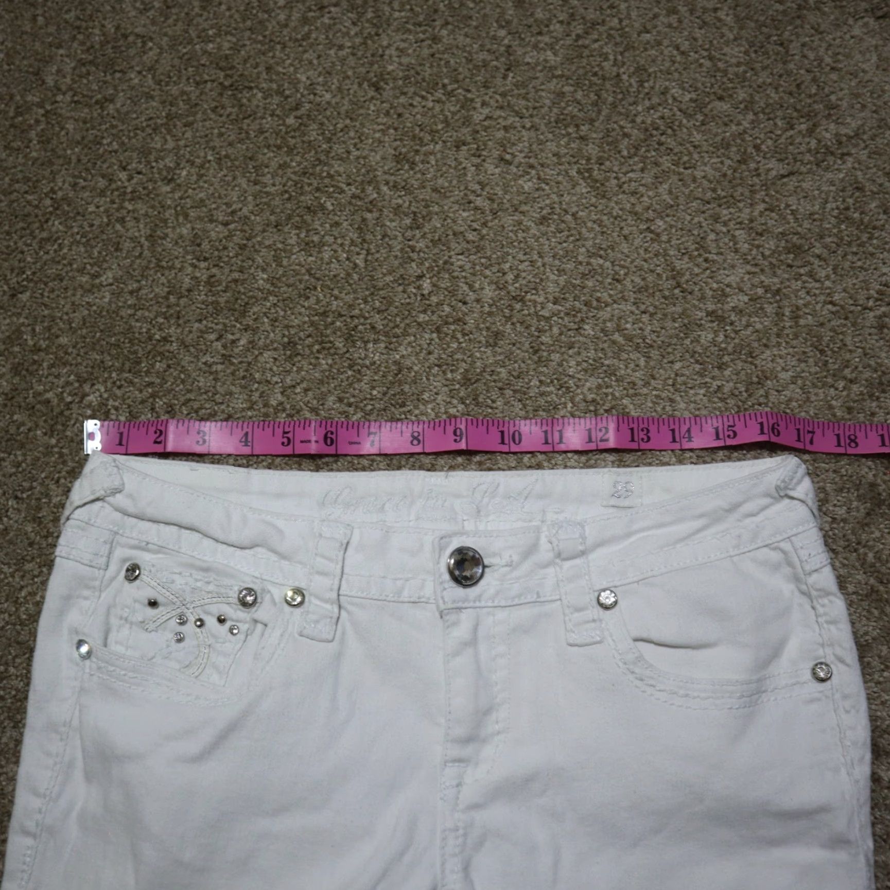 Grace in LA Grace in LA Jeans Women Slim 30.5in White Rhinestone Sequin Embroidery 5-Pocket Denim Skinny Size 11 Size 32" / US 10 / IT 46 - 6 Thumbnail