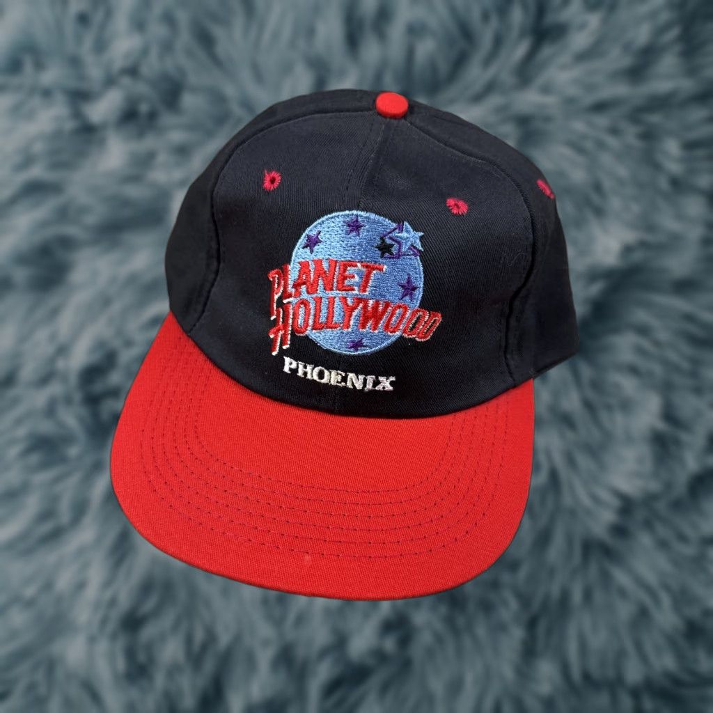 Planet Hollywood VINTAGE Planet Hollywood Snapback Hat Cap Black Red Bill USA Made In USA Men One Size Black Snapback Hat Cap Men Size ONE SIZE - 1 Thumbnail