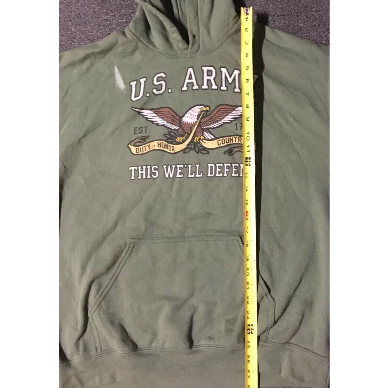Vintage VINTAGE US Army Bald Eagle Faded Distressed Hoodie Sweatshirt Grunge Punk 90s Military Army Green Large Mens Size US L / EU 52-54 / 3 - 7 Thumbnail