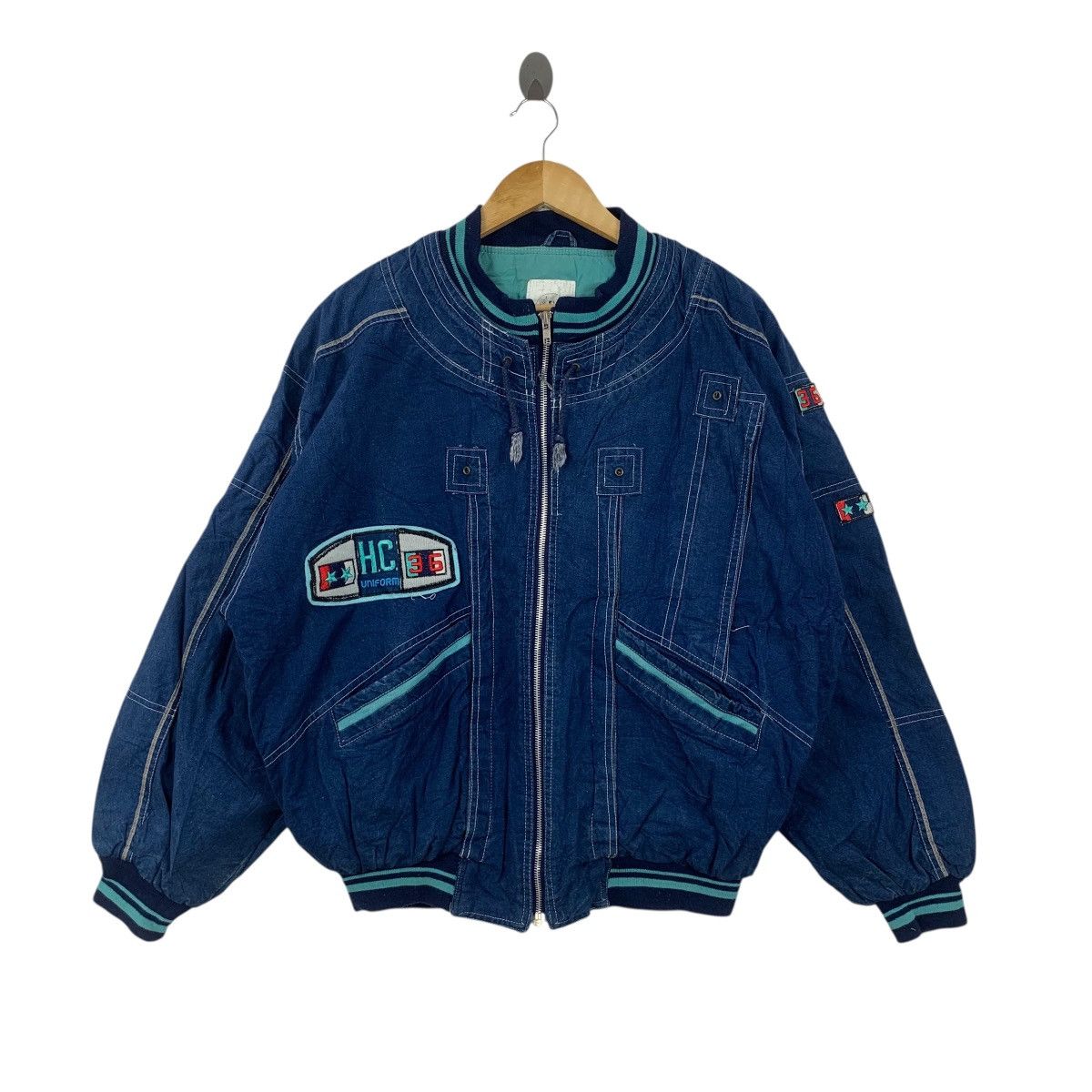 Vintage Vintage HOT CREW INTERNATIONAL Racing Team Denim Jacket Size US M / EU 48-50 / 2 - 3 Thumbnail