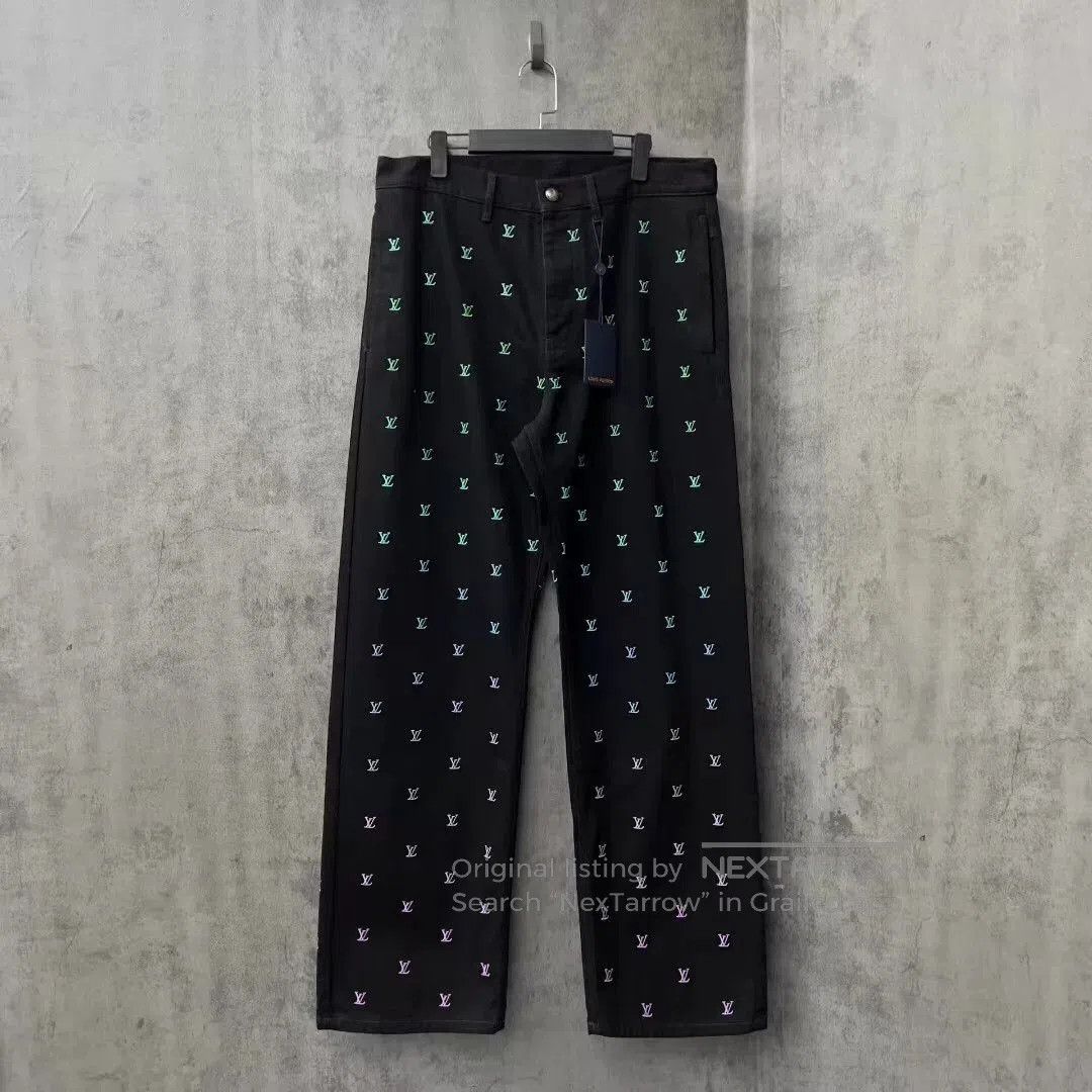 Louis Vuitton latest lv logo embroidered denim pants. Size US 34 / EU 50 - 1 Thumbnail