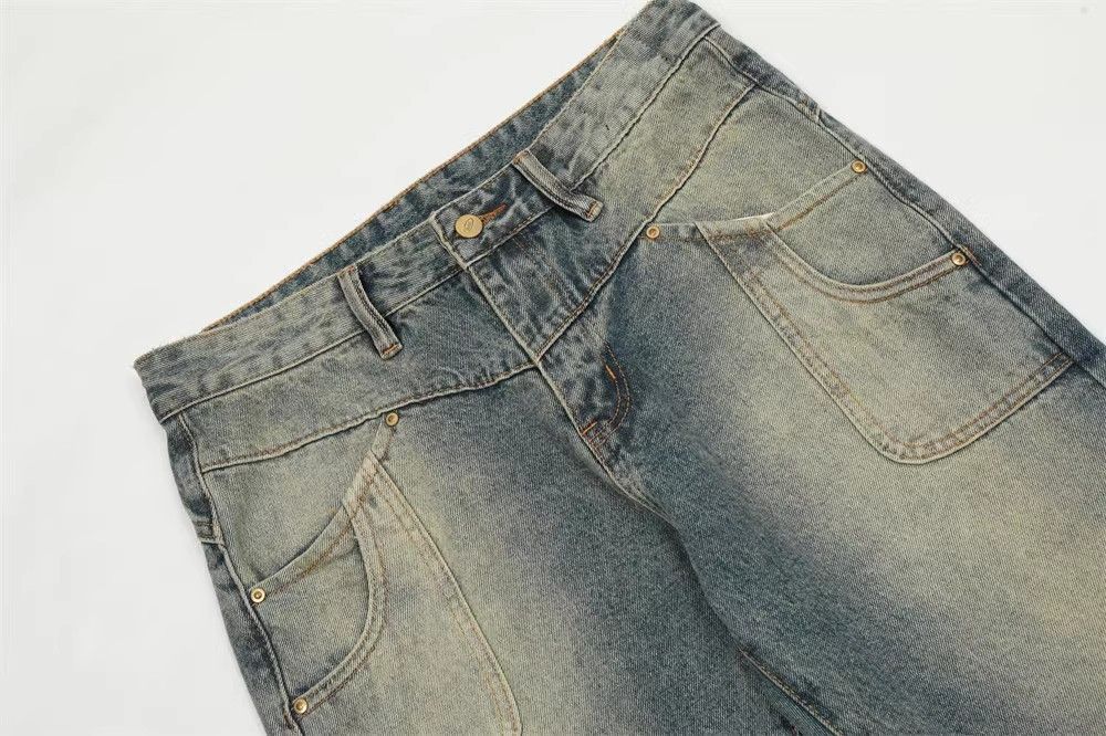 Japanese Brand Men's American loose casual distressed straight washed jeans Size US 32 / EU 48 - 3 Thumbnail