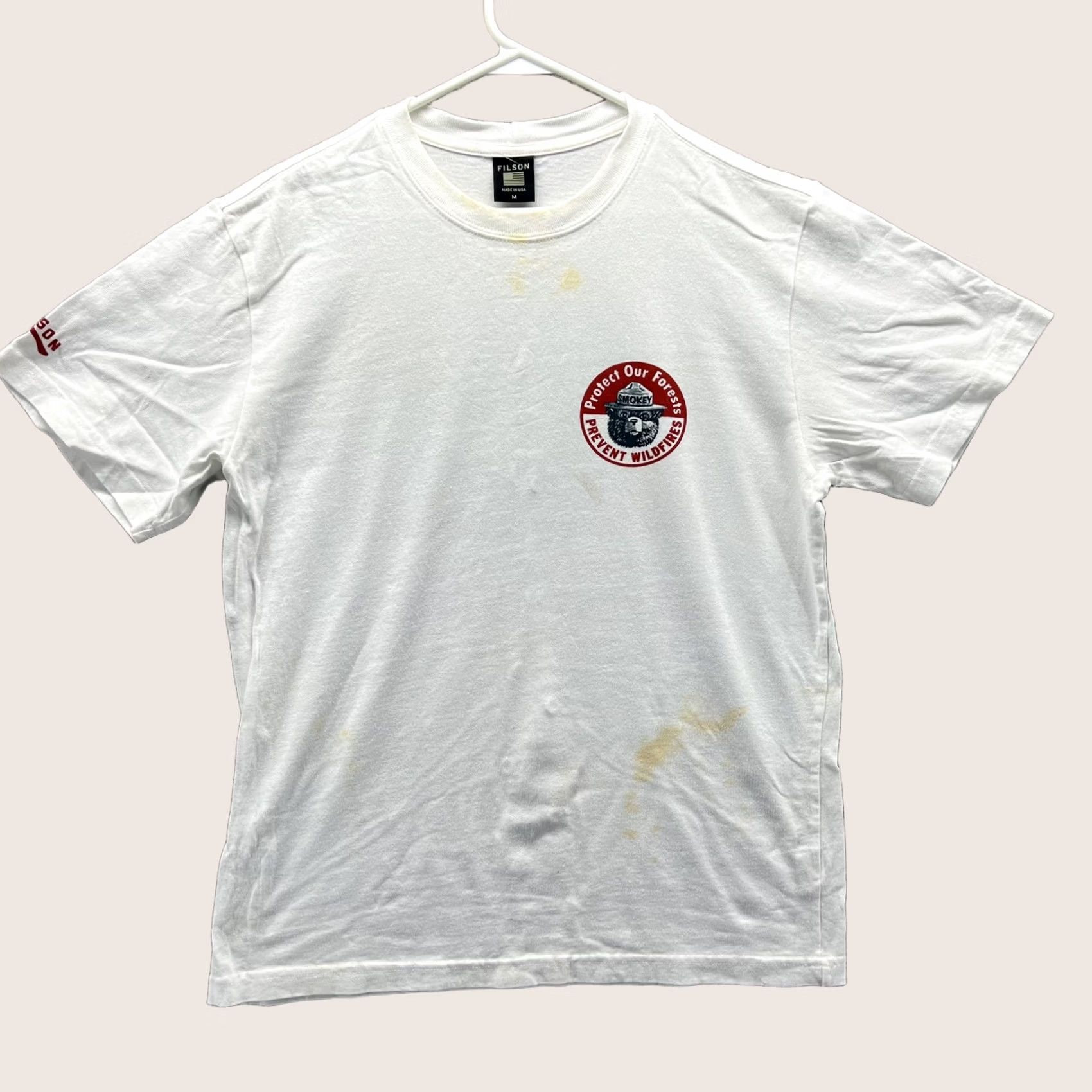 Filson Filson Shirt Mens Medium White Smokey Bear Prevent Wildfires Graphic Tee USA Shirt Size US M / EU 48-50 / 2 - 1 Thumbnail