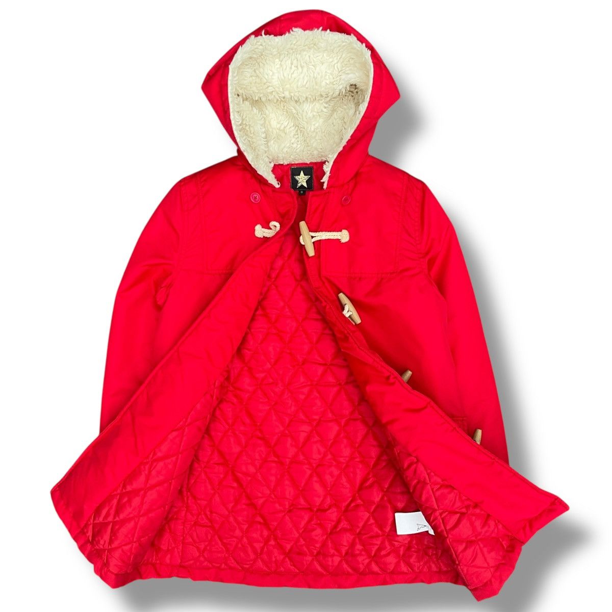 20471120 24071120 Hyoma Red Nylon Fur Hood Quilted Duffle Coat Size US S / EU 44-46 / 1 - 7 Thumbnail