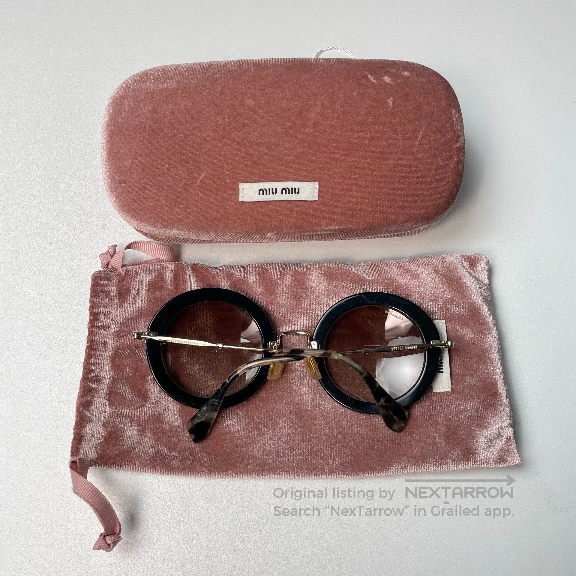Miu Miu Miu Miu Crystal-studded genuine leather vintage round sung Size ONE SIZE - 6 Thumbnail