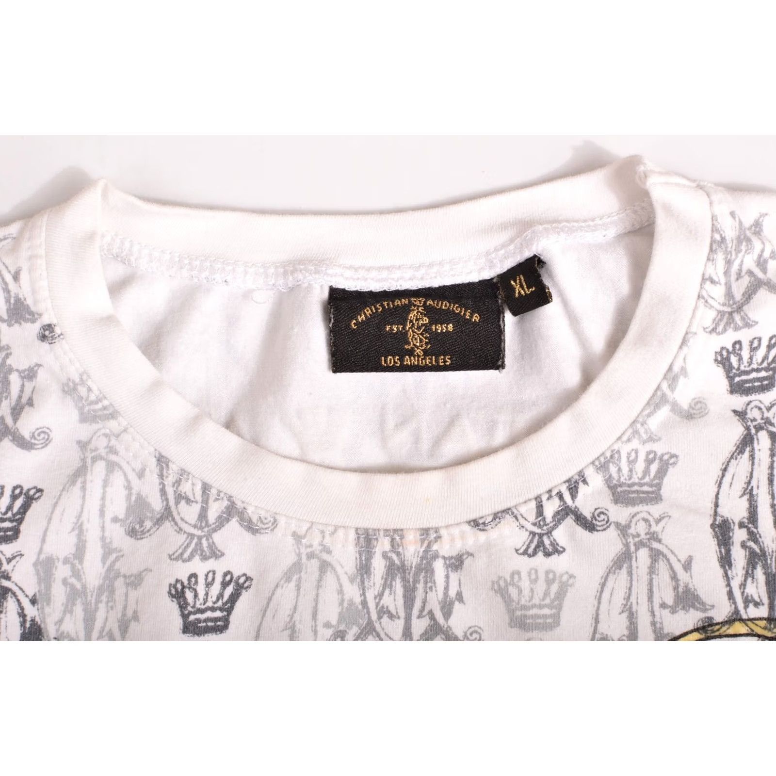 Vintage Christian Audigier Womens Vintage Monogram Designer T-Shirt Tee XL White Size XL / US 12-14 / IT 48-50 - 4 Thumbnail