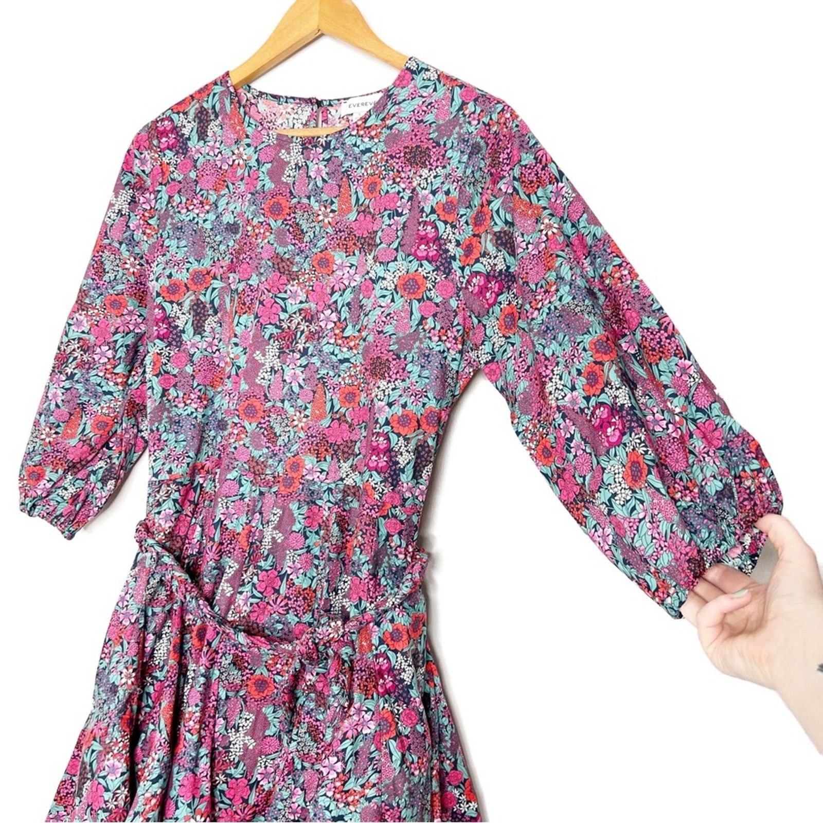 Other Evereve Women’s Floral Belted Mini Full Skirt Chic Dress Size S / US 4 / IT 40 - 13 Thumbnail