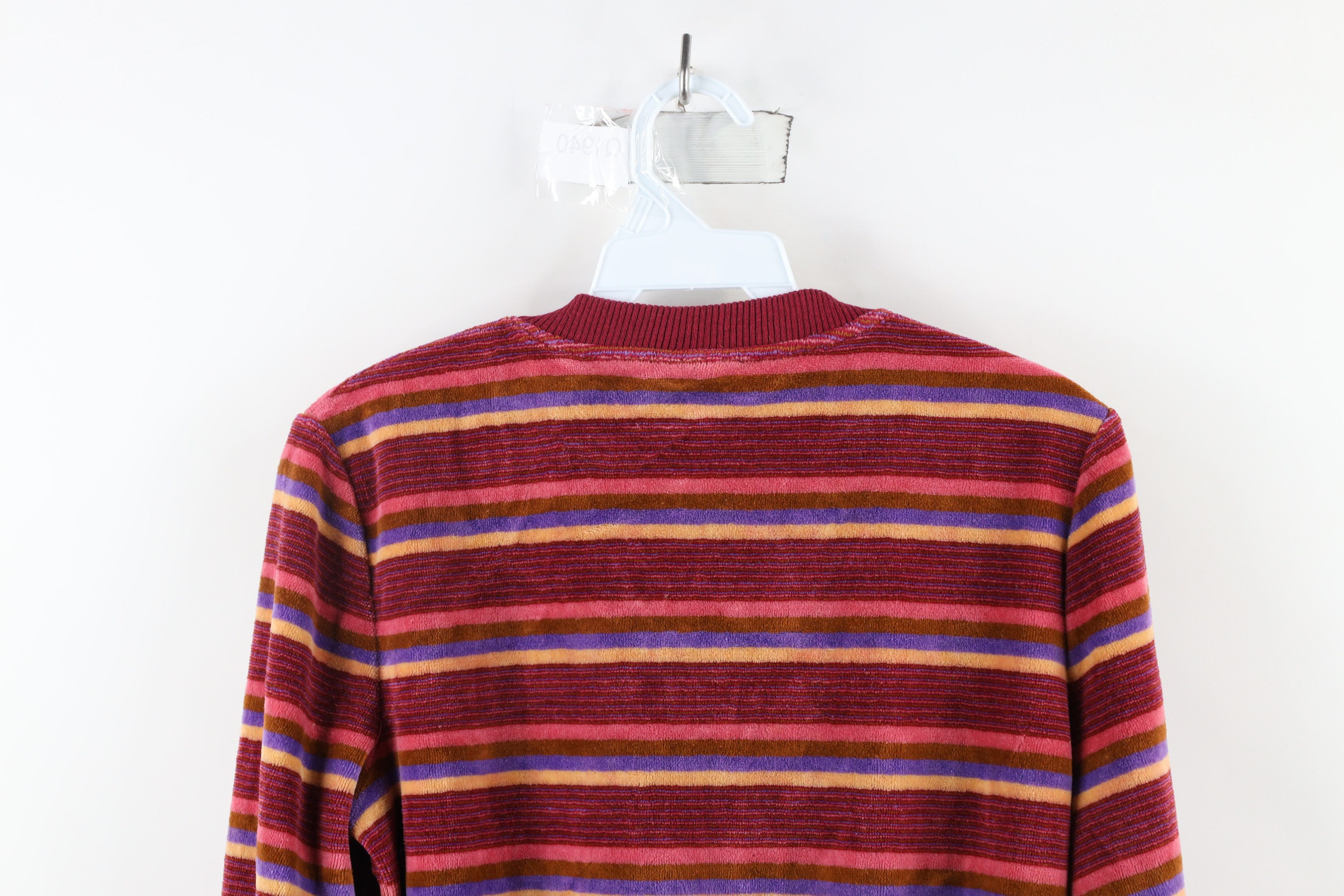 Vintage Vintage 90s Streetwear Striped Velour V-Neck Sweater USA Size M / US 6-8 / IT 42-44 - 7 Thumbnail