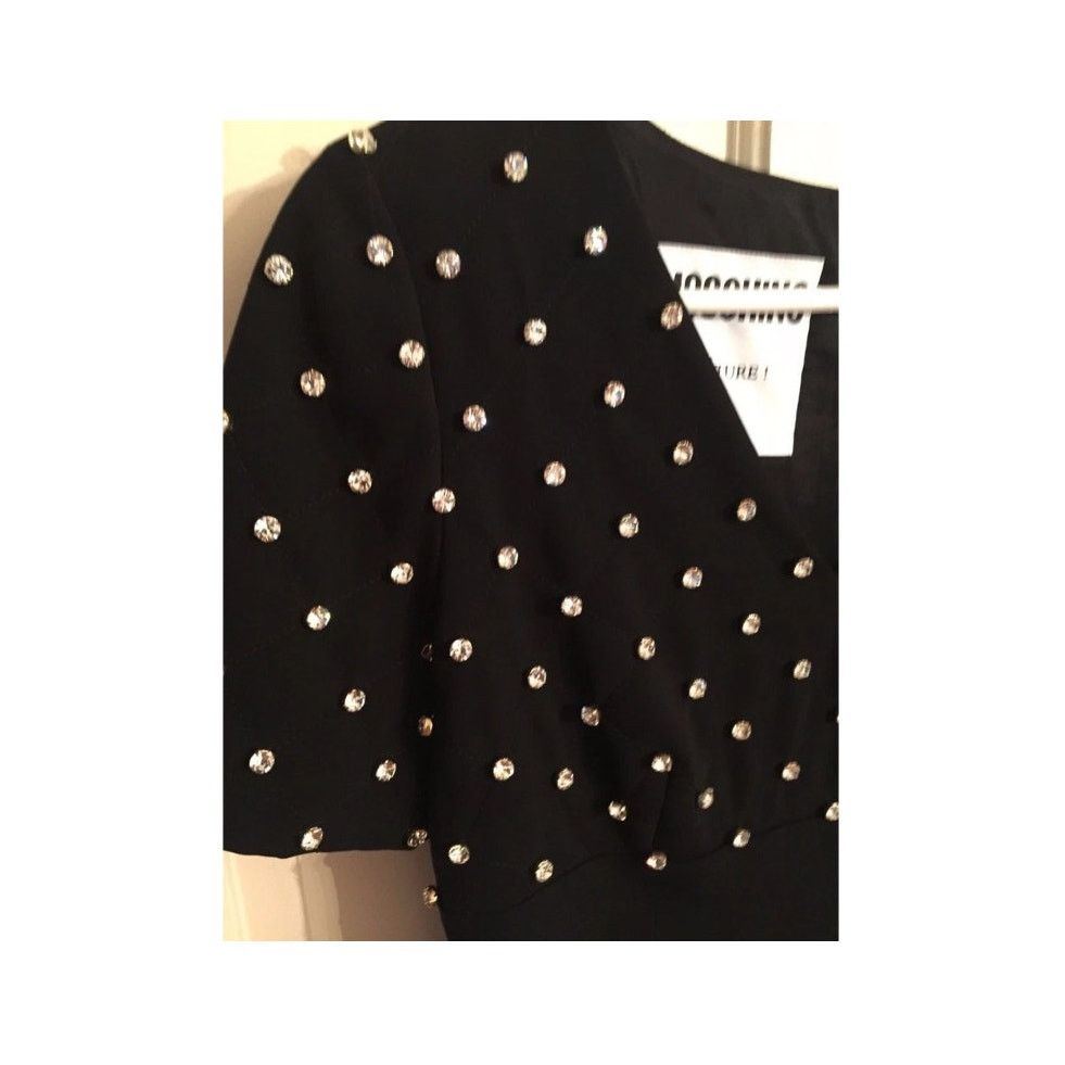 Moschino MOSCHINO Coutur Jeremy Scott Crystal Diamonds Crepe Dress Size M / US 6-8 / IT 42-44 - 8 Thumbnail