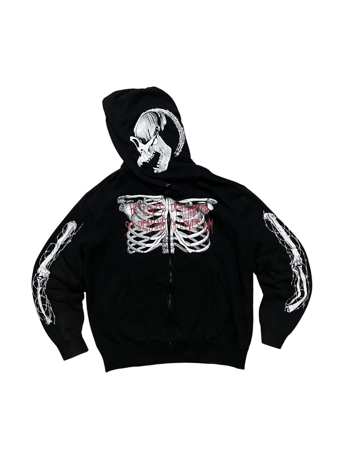 If Six Was Nine 00s IFSIXWASNINE STYLE BLACK GOTHIC SKELETON ZIP UP HOODIE Size US L / EU 52-54 / 3 - 1 Thumbnail