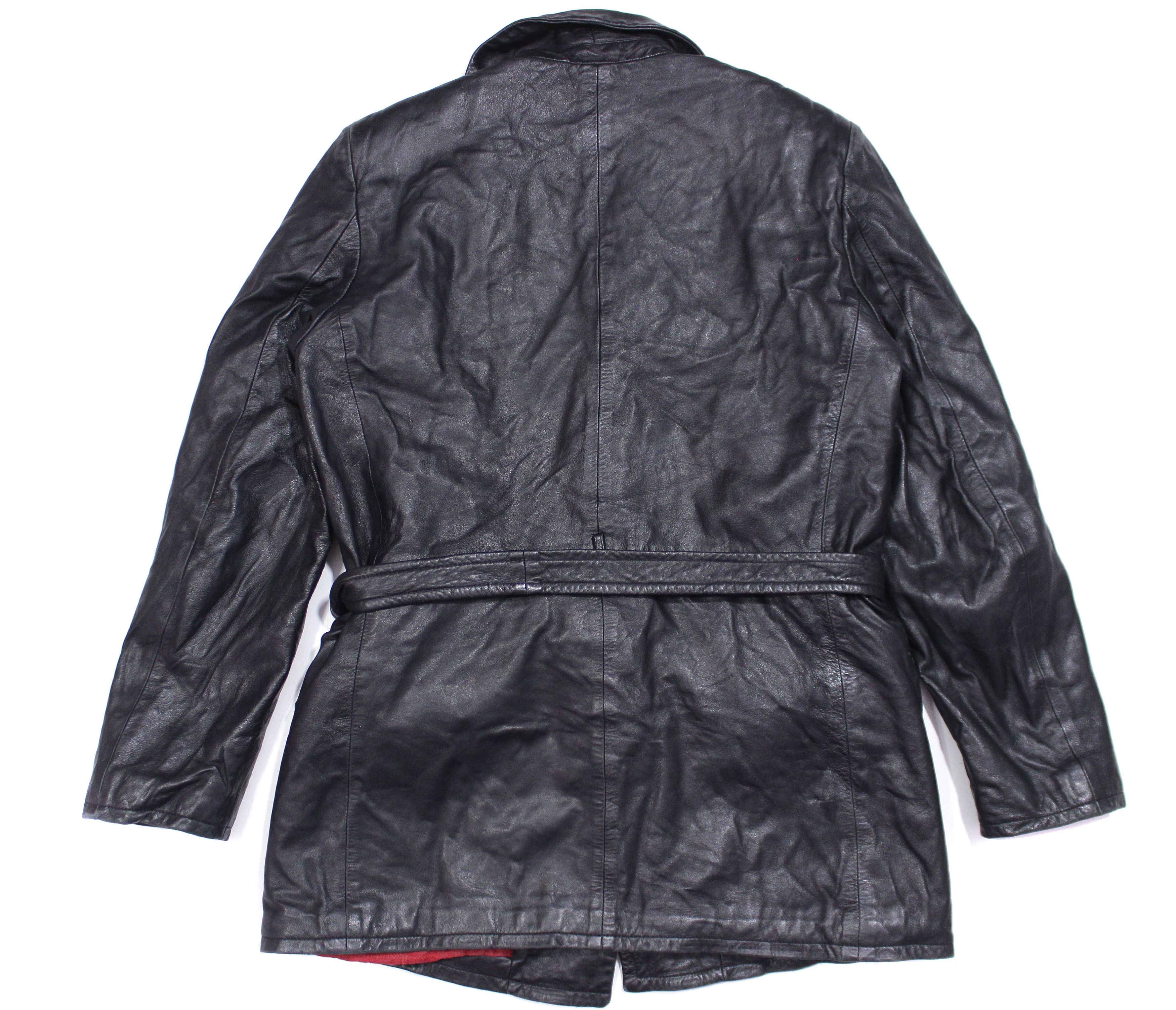 Versace 90S Leather Jacket Belted Coat Vintage Size S / US 4 / IT 40 - 3 Thumbnail