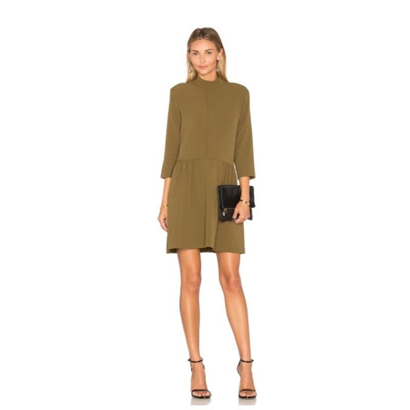 Ganni GANNI Clark Dress in Dark Olive Size XS Size XS / US 0-2 / IT 36-38 - 1 Thumbnail