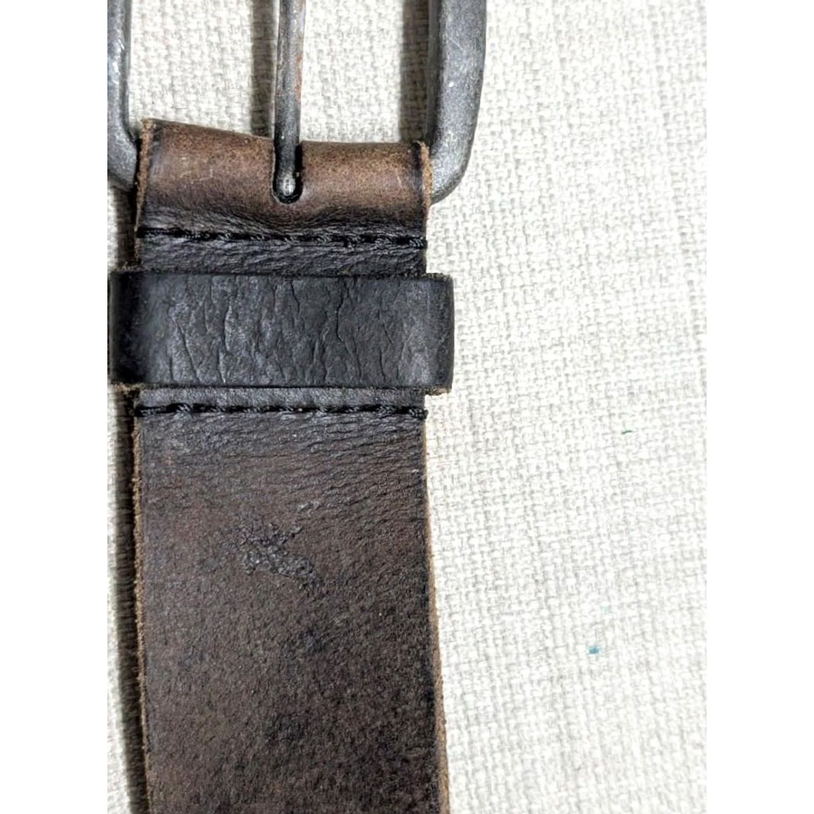 Vintage VINTAGE American Eagle leather belt 36 brown cowhide full grain Rustic Mens Belt Size 36 - 4 Thumbnail