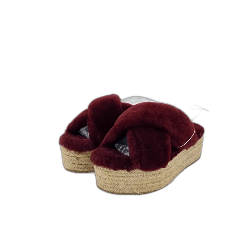 Miu Miu MiuMiu Red Plush Thick Sole Slippers Size US 7 / IT 37 - 1 Thumbnail
