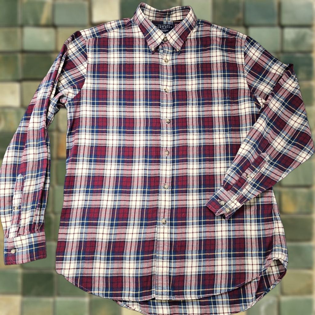 Charles Tyrwhitt Charles Tyrwhitt Shirt Mens Medium Red Check Brushed Twill Button Up Long Sleeve Size US M / EU 48-50 / 2 - 1 Thumbnail