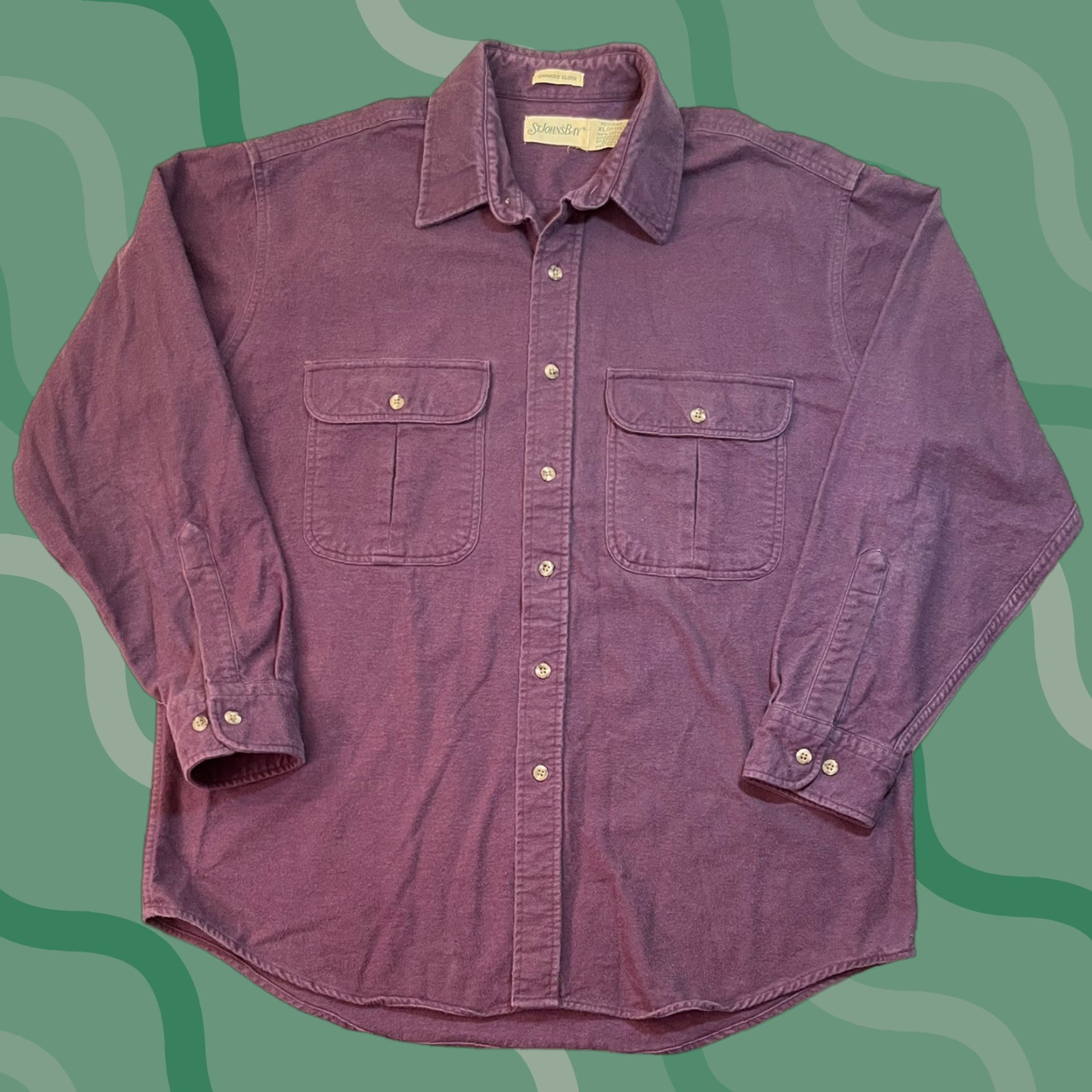 Vintage VINTAGE St Johns Bay Shirt XL 90s Chamois Cloth Flannel Button-Up Men Purple Size US XL / EU 56 / 4 - 1 Thumbnail