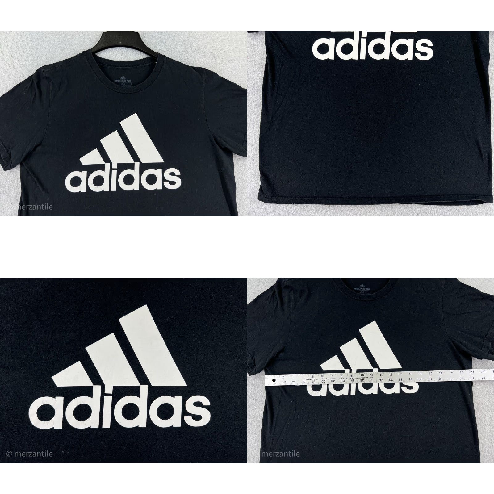 Adidas Adidas Shirt Mens Large Black Spellout Logo Crew Neck 100% Cotton Ampliflier Tee Size US L / EU 52-54 / 3 - 8 Thumbnail