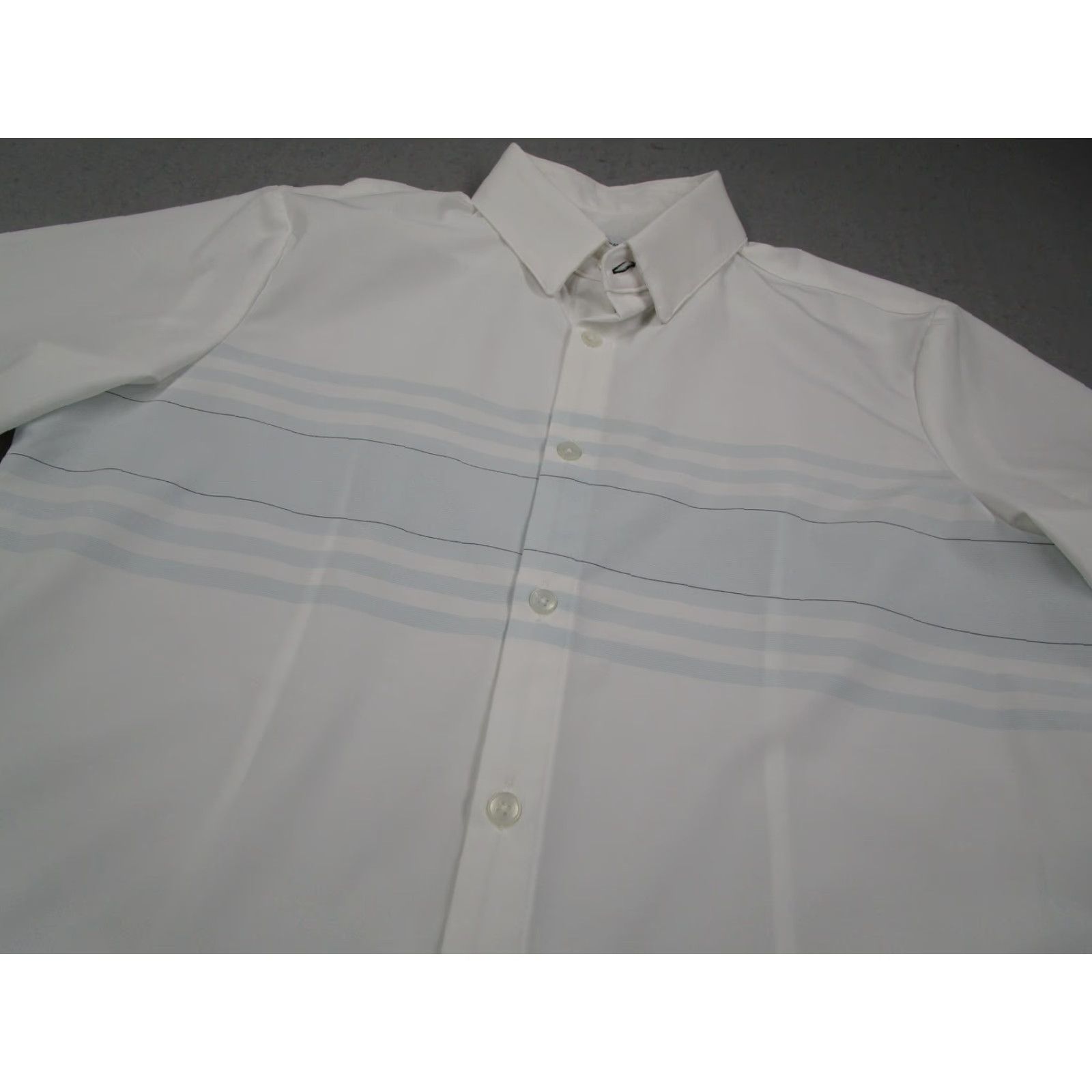 Mizzen+Main Mizzen+Main Leeward Shirt Mens M White Stripe Short Sleeve Stretch Trim Fit Shirt Size US M / EU 48-50 / 2 - 2 Thumbnail