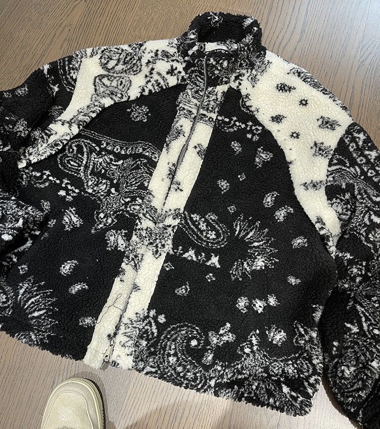 Japanese Brand × Vintage Avant garde punk oversized paisley fluffy fleece jacket Size US L / EU 52-54 / 3 - 5 Thumbnail