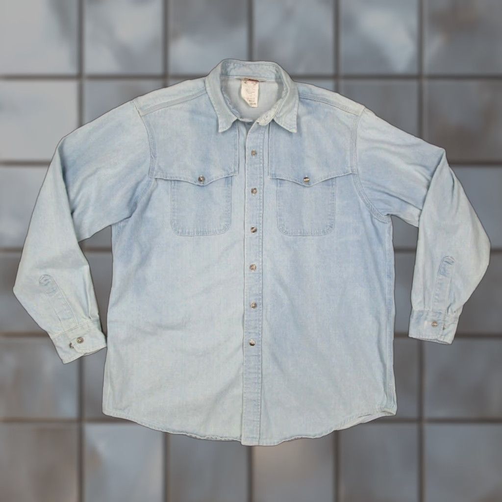 Vintage Carhartt Men's XL Denim Button-Up Shirt Long Sleeve