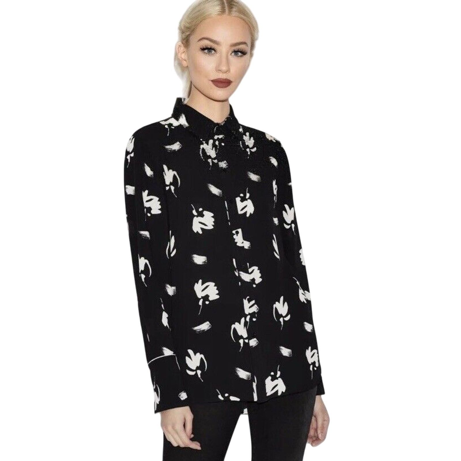 Armani Exchange NWT Armani Exchange Black White Floral Long Sleeve Button XS Size XS / US 0-2 / IT 36-38 - 4 Thumbnail