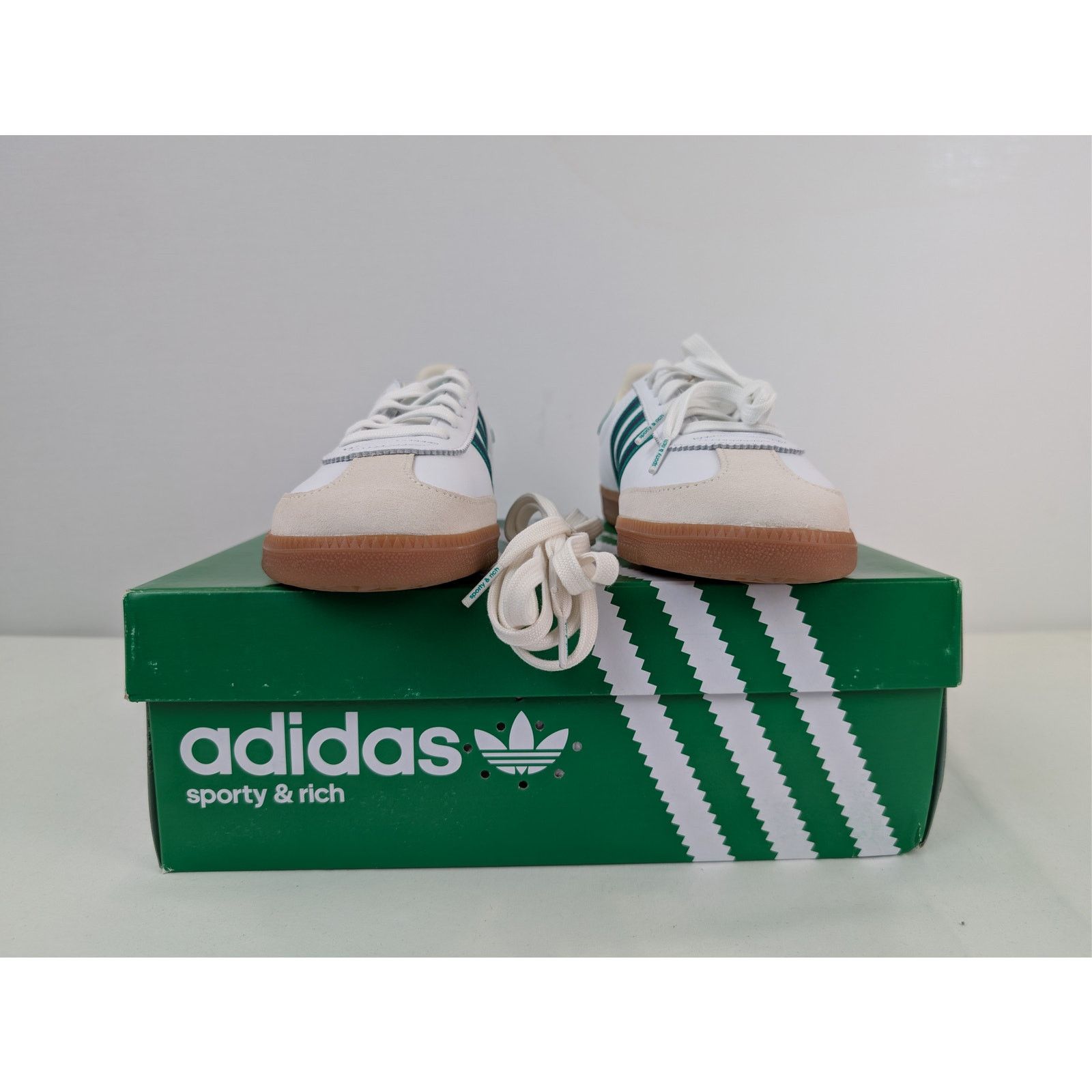 Adidas × Sporty & Rich o1rshd1 AS 250 Low-Top Sneakers in White / Green Size US 11.5 / EU 44-45 - 13 Thumbnail