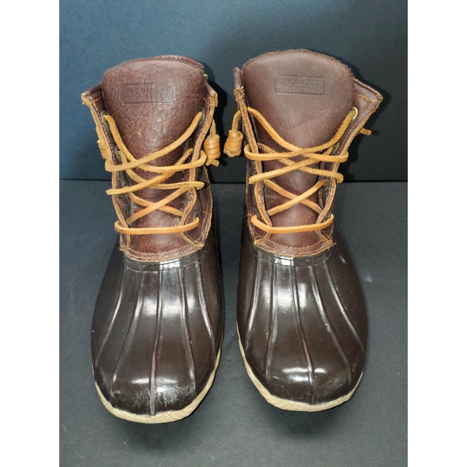 Sperry SPERRY SALTWATER Leather Waterproof Duck Boots Side Zip Lace Up Women's 8 Tan/Brown | Boots, Shoe, Waterproof, Duck Theme, Casual, Women, Size 8 Size US 8 / IT 38 - 2 Thumbnail