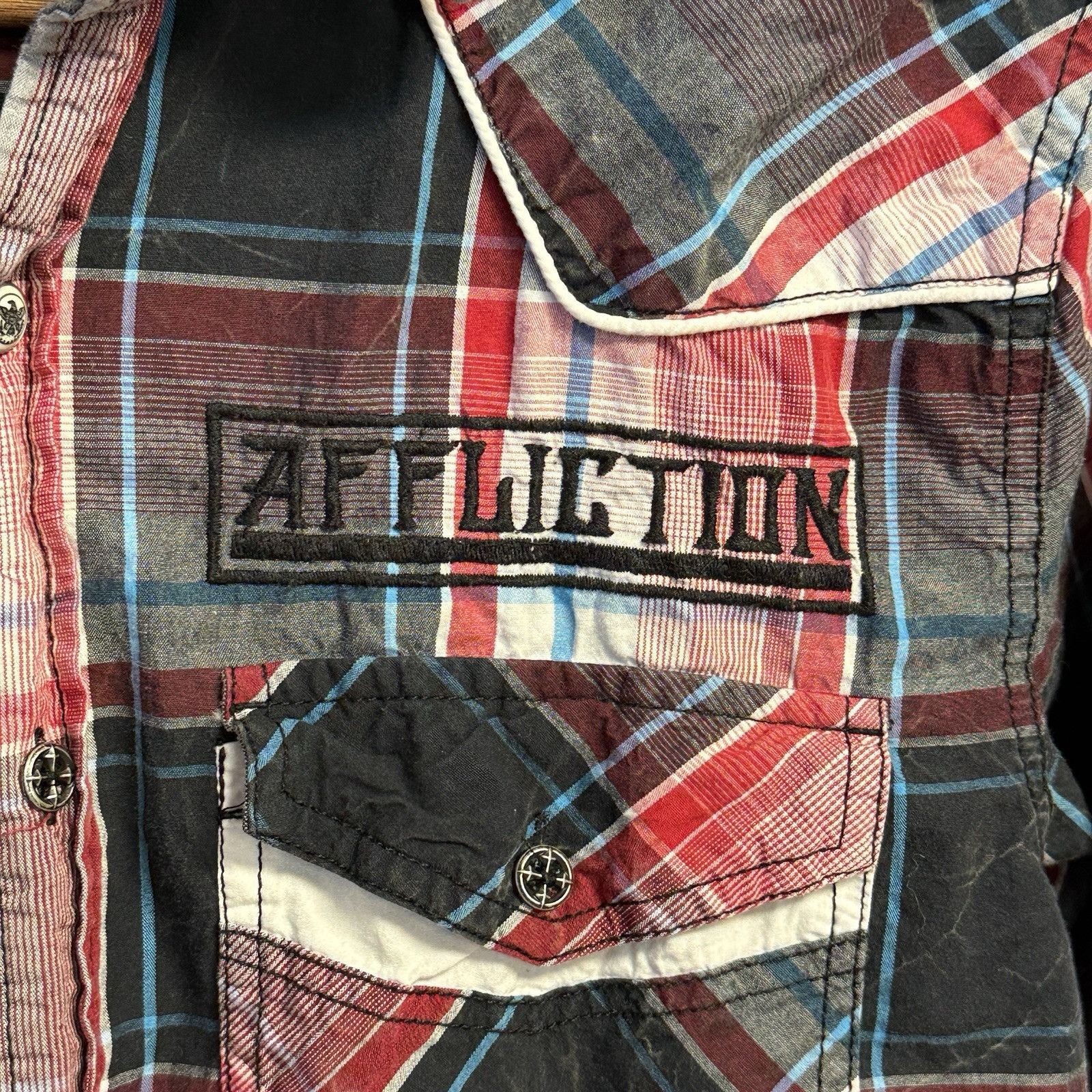 Affliction Affliction Button Up Shirt Mens Medium Red Plaid Long Sleeve Size US M / EU 48-50 / 2 - 4 Thumbnail
