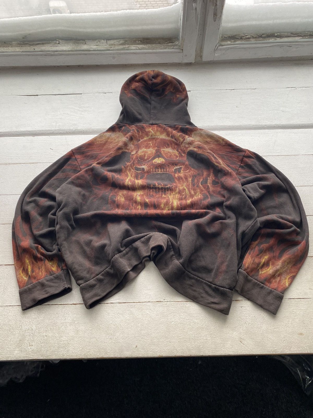 Japanese Brand 🔥Opium Punk Spiral Full Flame Skull Gothic Hoodie oversized Size US XL / EU 56 / 4 - 3 Thumbnail
