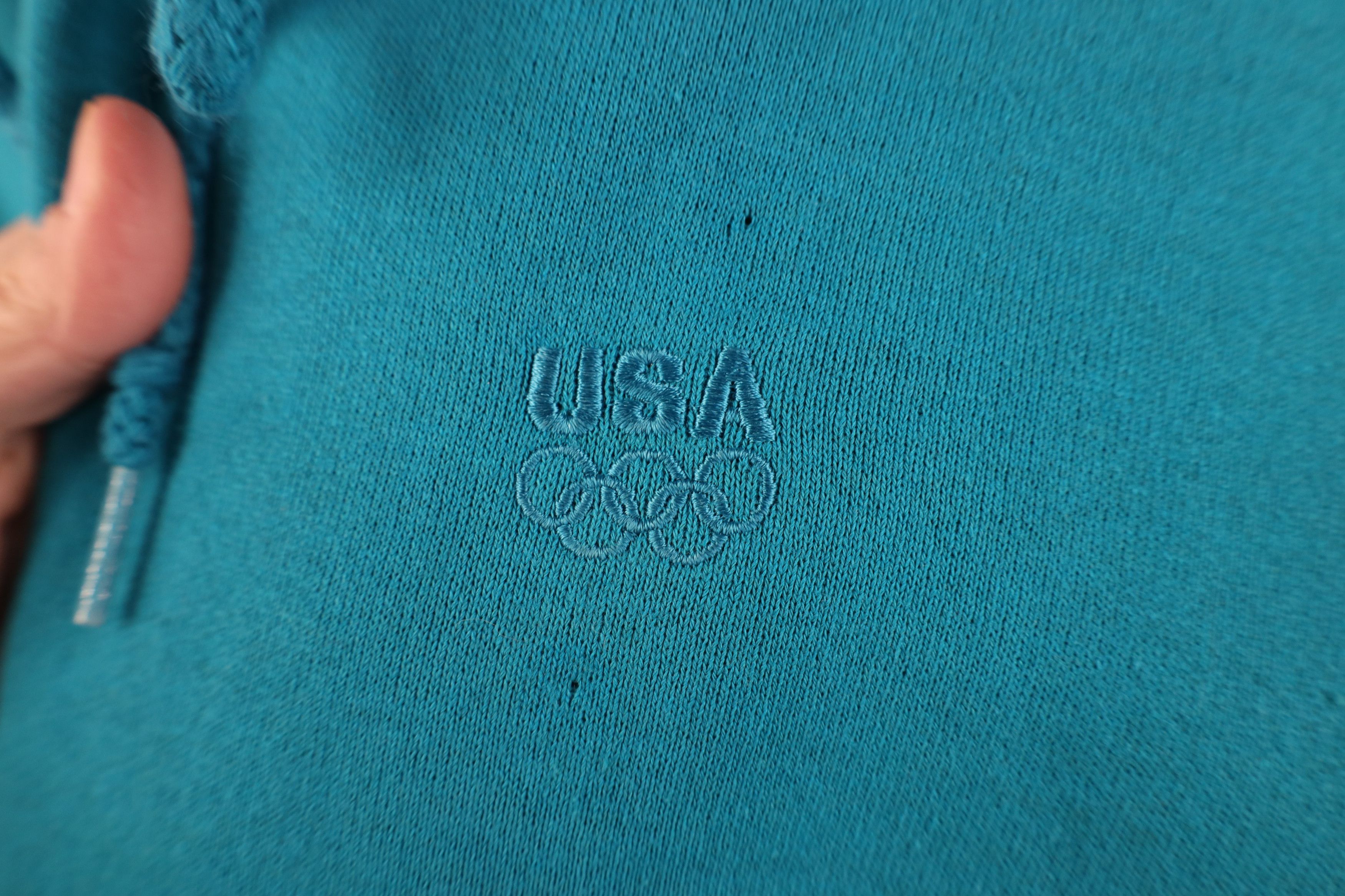 Vintage Vintage 90s USA Olympics Full Zip Hoodie Sweatshirt Teal USA Size US L / EU 52-54 / 3 - 4 Thumbnail