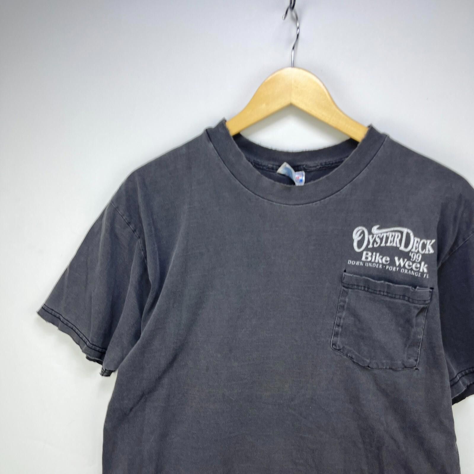 Hanes Vintage 90s Oyster Deck Bike Faded Motorcycle T Shirt XL Size US XL / EU 56 / 4 - 7 Thumbnail