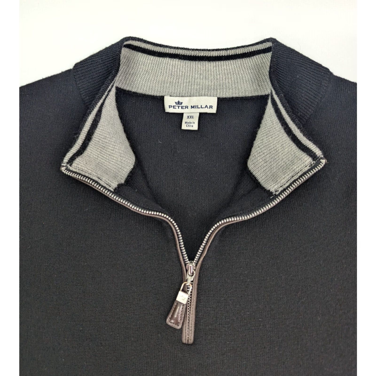 Peter Millar Peter Millar Black Merino Wool Crown Quarter Zip Pullover Sweater Men 2XL Costa= Size US XXL / EU 58 / 5 - 2 Thumbnail