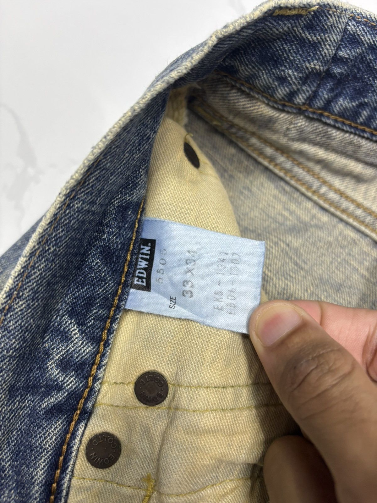 Edwin 🔥EDWIN 505X SELVEDGE BAGGY JEANS DISTRESSED DENIM Size US 33 - 12 Thumbnail