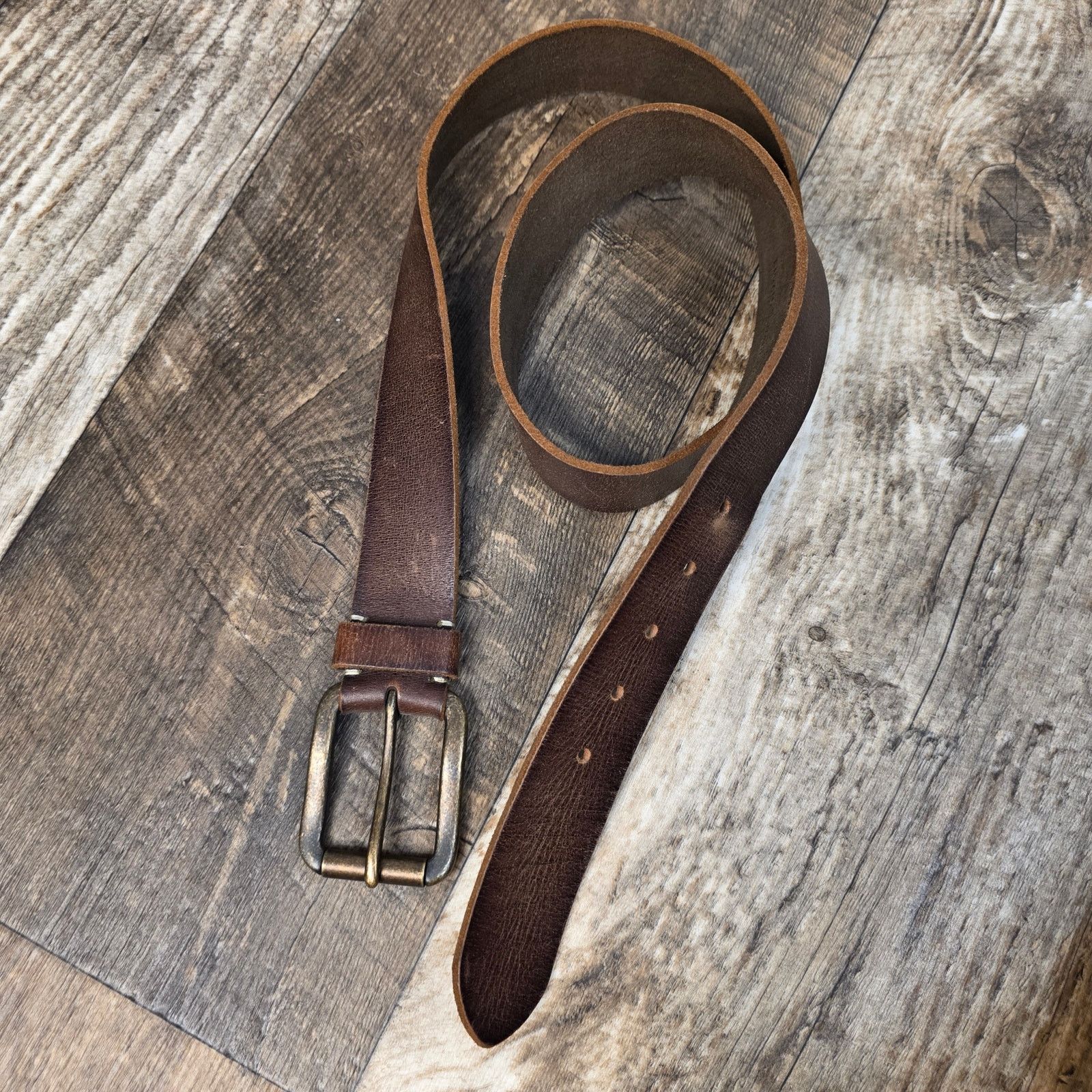 Vintage Vintage Brown Genuine Leather Belt Vintage Distressed Wester Size 40 - 1 Thumbnail
