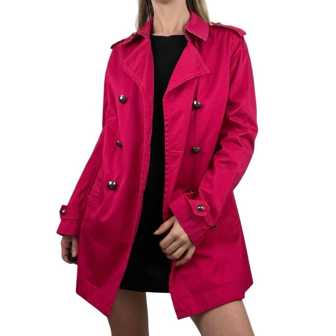 Tommy Hilfiger Tommy Hilfiger Vibrant Pink Button Down Collared Coat Size M / US 6-8 / IT 42-44 - 2 Thumbnail