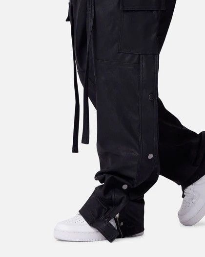 MNML MNML Straight Leather Snap Zipper Cargo Pants Black Size US 30 / EU 46 - 6 Thumbnail