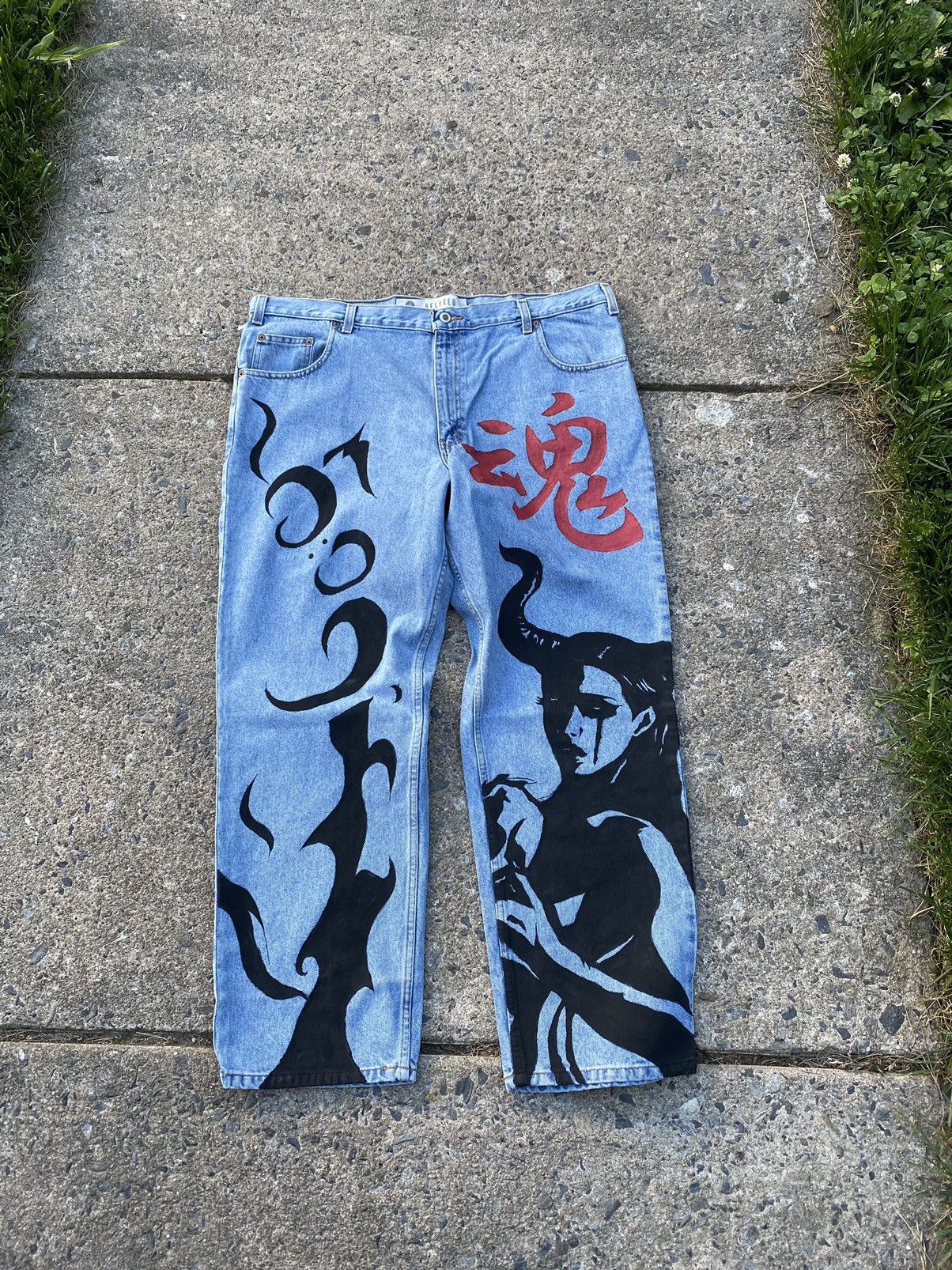 Custom hand painted mens 32x32 store jeans