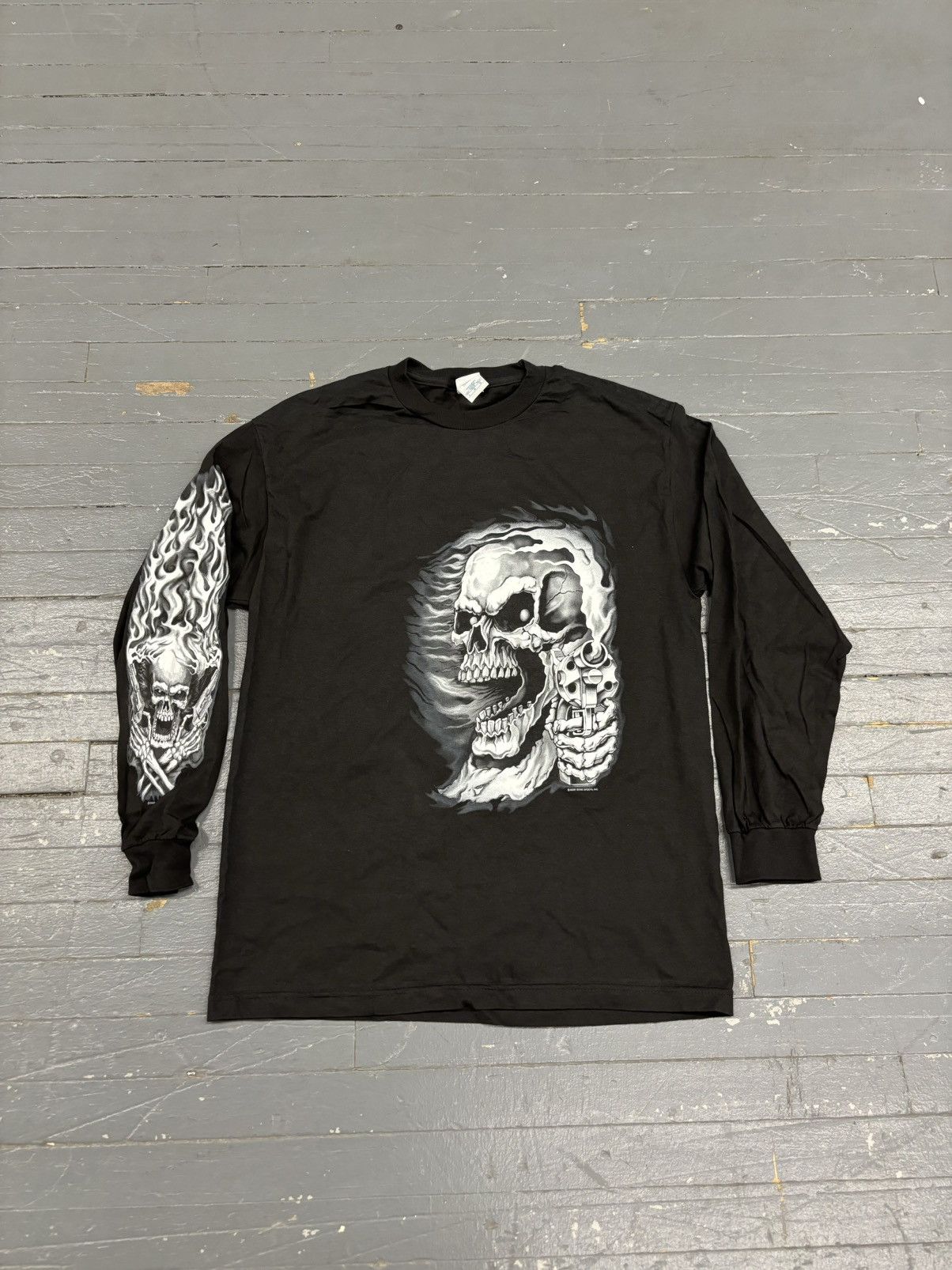 Vintage Vintage GSI biker flame skull tee Y2K Size US L / EU 52-54 / 3 - 1 Thumbnail