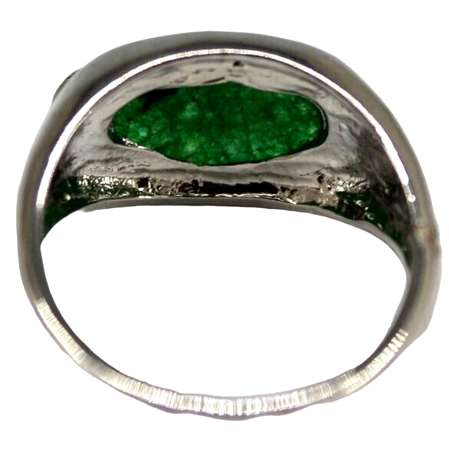 Other Aventurine Natural Green Stone Ring • Silvertone • Size 9.25 Size ONE SIZE - 4 Thumbnail
