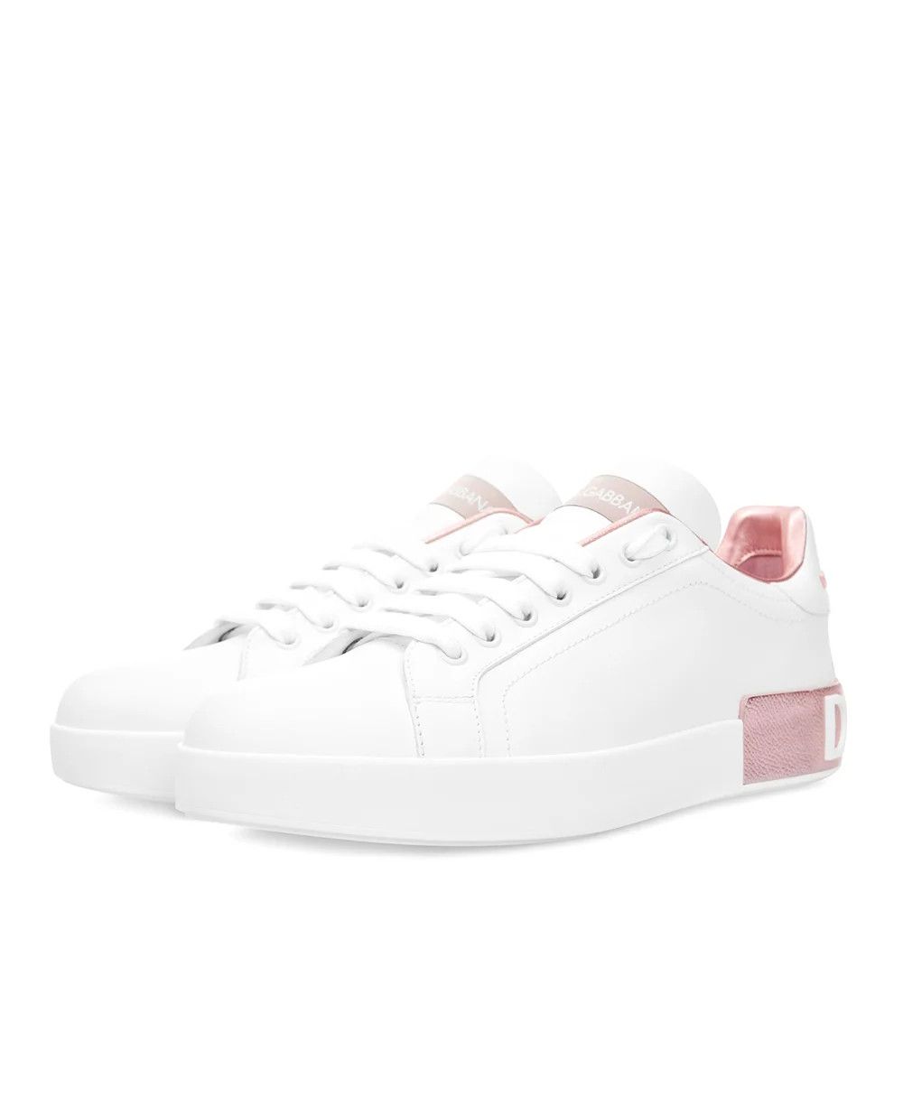 Dolce & Gabbana o1s22i1n0225 Calfskin Low-Top Sneakers in White Pink Size US 6 / IT 36 - 2 Thumbnail
